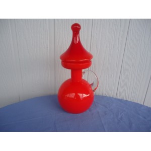 vintage retro lava red orange lidded vase jug mid century glass   183310135443